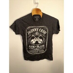 Johnny Cash Whiskey Label T Shirt Large Gray Man In Black